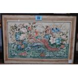 Chinese School (19th century), Birds amongst flowers, watercolour on pith paper, 19cm x 30cm.