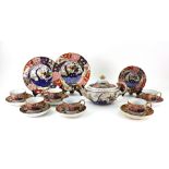 A composite 'Japan' pattern porcelain part tea service, Spode and Coalport, 19th century,