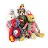 A Steiff Club Edition 2000 bear, 34cm high, an LJ Bears Joey The Musical Clown Bear, 40cm high,