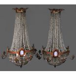 A pair of ormolu and glass chandeliers, second half 19th century,