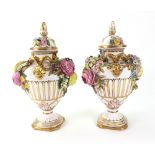 A pair of John Bevington porcelain two-handled vases and covers, circa 1870,