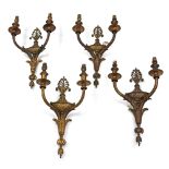 A set of four Regency style ormolu wall applique, late 19th century, with anthemion,