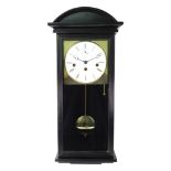 Kieninger West Germany: a reproduction ebonised case wall clock, the white dial with Roman numerals,