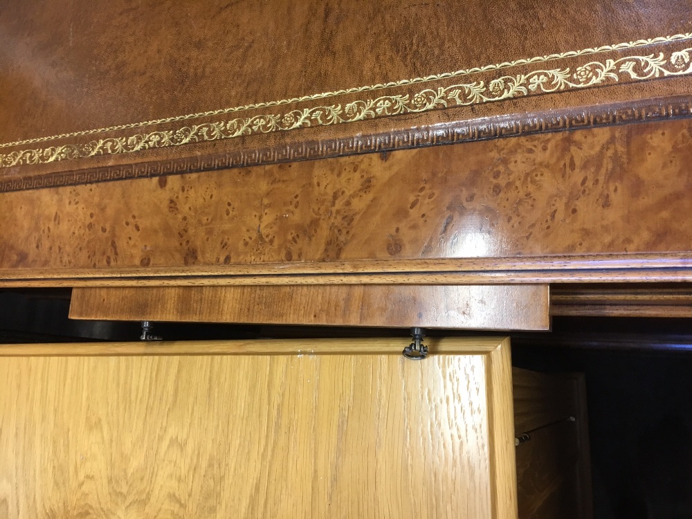 A Partner's reproduction burr walnut desk, in George III style, - Image 10 of 10