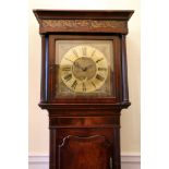 A George III oak mahogany and boxwood strung longcase clock,