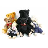 A Canterbury Bears black bear, 53cm, a Shanghai Dolls Factory bear, a Bromley bear,