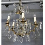 A gilt metal and glass chandelier, 20th century,