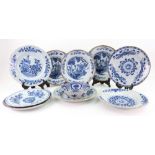 Three Dutch Delft blue and white plates, late 18th century,