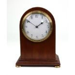 An Edwardian mahogany boxwood and ebony banded domed top mantel timepiece,