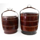 Two Chinese stained wood cylindrical food containers, late 19th/early 20th Century,