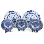 A pair of large Dutch Delft blue and white dishes, late 18th century,