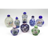 A group of six Chinese inside painted glass snuff bottles, 20th century, figure,