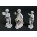 Three Derby white glazed figures, early 19th century,