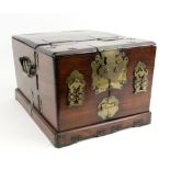 A Chinese rosewood brass mounted dressing cabinet, 20th century,