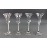 A group of four airtwist wine glasses, probably Dutch, late 18th/19th century,