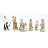 A group of continental porcelain figures, late 19th/early 20th century,