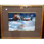 D. Robertson (20th century), Winter evening, gouache, signed and dated '65, 25cm x 37cm.