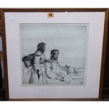 William Lee Hankey (1869-1952), Peasants, etching, signed in pencil, 32cm x 33.5cm.