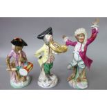 Twenty one porcelain monkey band figures, 20th century, part sets and singles (a.