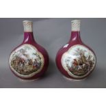 A pair of German porcelain bottle vases, early 20th century,