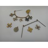 Nine mostly Imperial German dress miniature awards and medals, including an iron cross,