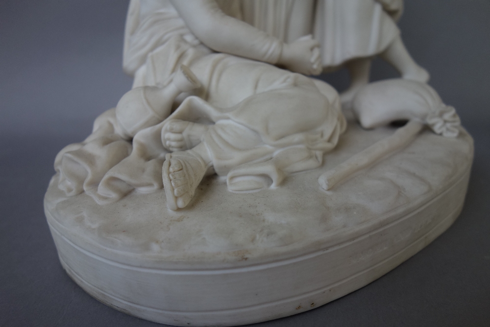 A Minton parian group, `Naomi and her daughters in law', circa 1858, raised on an oval titled base, - Image 3 of 6