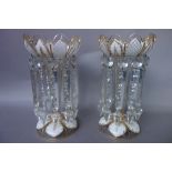 A pair of glass table lustres, late 19th century,