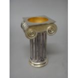 Five silver stands, each modelled as a fluted ionic column, mark of Jocelyn Burton,