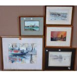 A group of five 20th century watercolours,