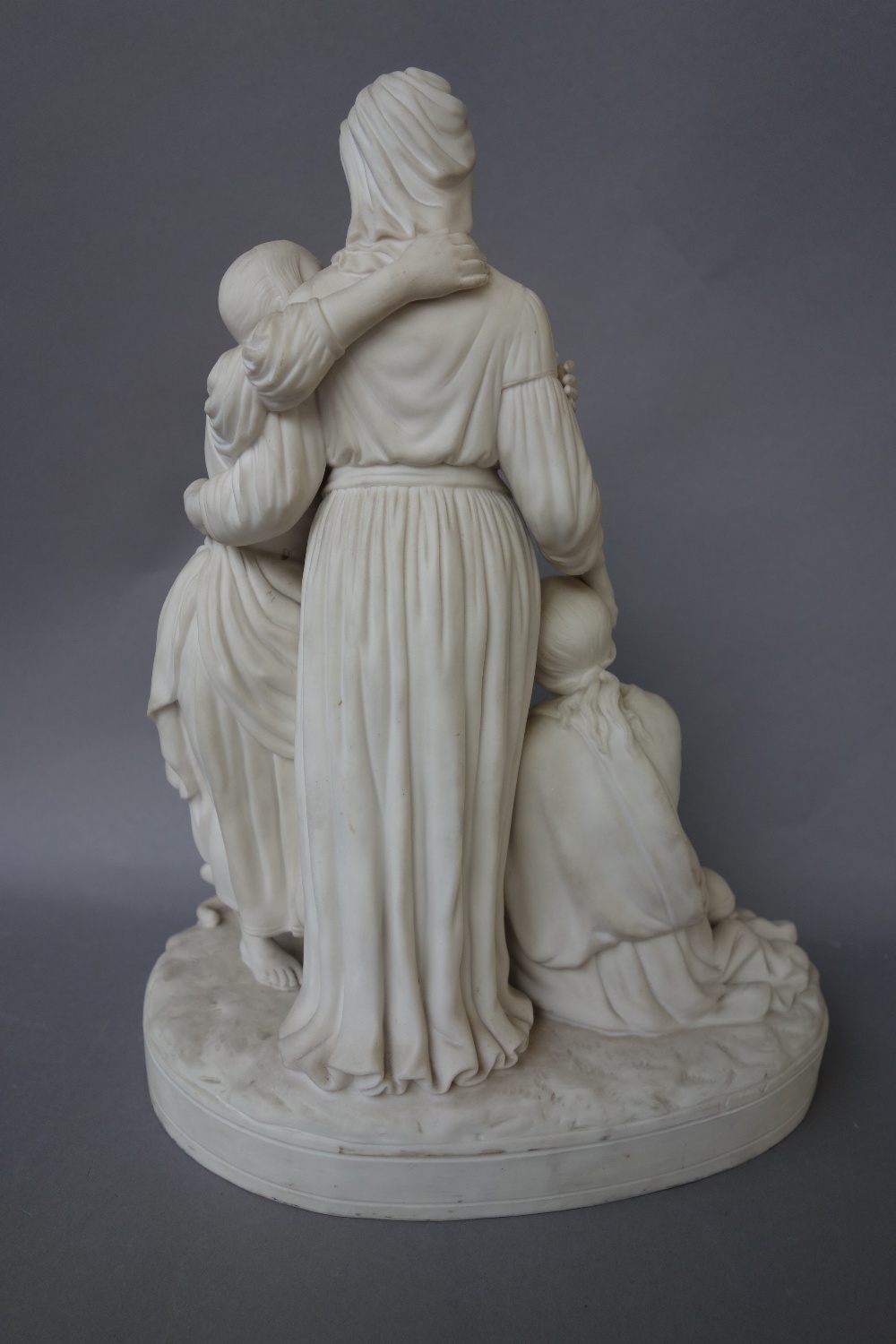 A Minton parian group, `Naomi and her daughters in law', circa 1858, raised on an oval titled base, - Image 5 of 6