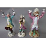 Fifteen porcelain monkey band figures, 20th century, part sets and singles (a.f.), the tallest 16.