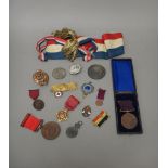 A group of fire brigade related medals, medallions and badges,