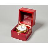 A Modern Swiss brass-mounted mahogany cased quartz Marine Chronometer Retailed by Asprey The case