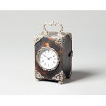 An Edwardian silver-mounted tortoiseshell carriage clock London 1893 The rectangular case with