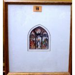 Edward Raymond Payne (1906-1991), Nativity: design for Stained Glass, watercolour, 9cm x 7cm.