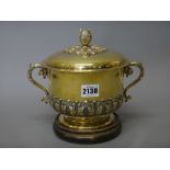 A silver gilt twin handled bowl and cover,