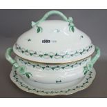 A Herend porcelain eight piece dinner tea and coffee service decorated in the green 'Grape and leaf