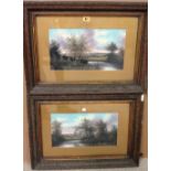 R. Hulk (early 20th century), Landscapes, a pair, oil on board, both signed, each 21.5cm x 39cm.