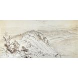 Edward Lear (1812-1888), Monte Genesio, pen and brown ink, inscribed and dated 1879, 25cm x 52cm.