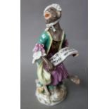 A Meissen porcelain monkey band figure, early 20th century,