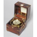 A rare and unusual brass-bound rosewood two-day Royal Observatory Marine Chronometer with Airy's
