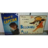 A 20th century 'Beecham's Pills' advertising sign, 88cm wide x 68cm high,