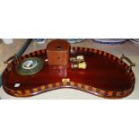 Collectables, including; an Edwardian kidney shaped tray, pot lid, opera glasses and a camera,