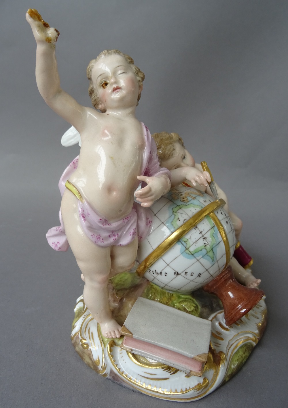 A Meissen porcelain allegorical group, 'Astronomy and Navigation', late 19th century, incised 2460, - Image 2 of 6