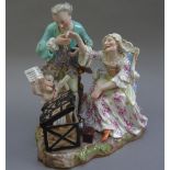 A Meissen porcelain figure group, 'The Old Women in Love', late 19th century, after a model by J.