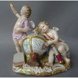 A Meissen porcelain allegorical group, 'Astronomy and Navigation', late 19th century, incised 2460,