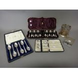 Silver, comprising; a set of twelve Victorian teaspoons and a matching pair of sugar tongs,