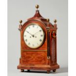 A George III mahogany and boxwood line inlaid bracket clock By John Wilson, Peterboro,