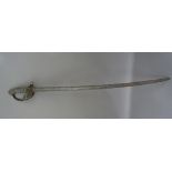 A Victorian officer's sword, with slightly curved steel blade (82cm long),