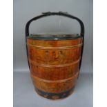 A pair of Chinese wooden rice buckets, 20th century, of circular sectional form,